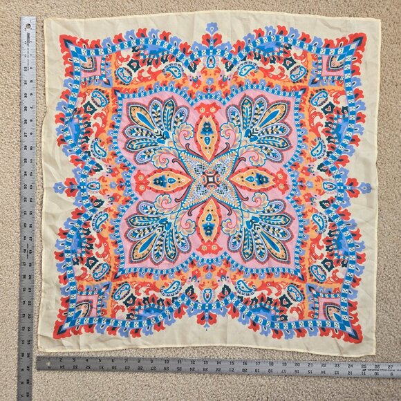 100% Silk Scarf Boho Floral Medallian - Picture 4 of 7